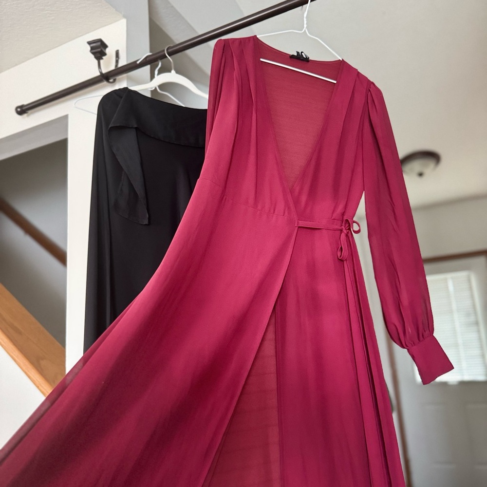 Elegant Maroon Maxi Wrap Dress